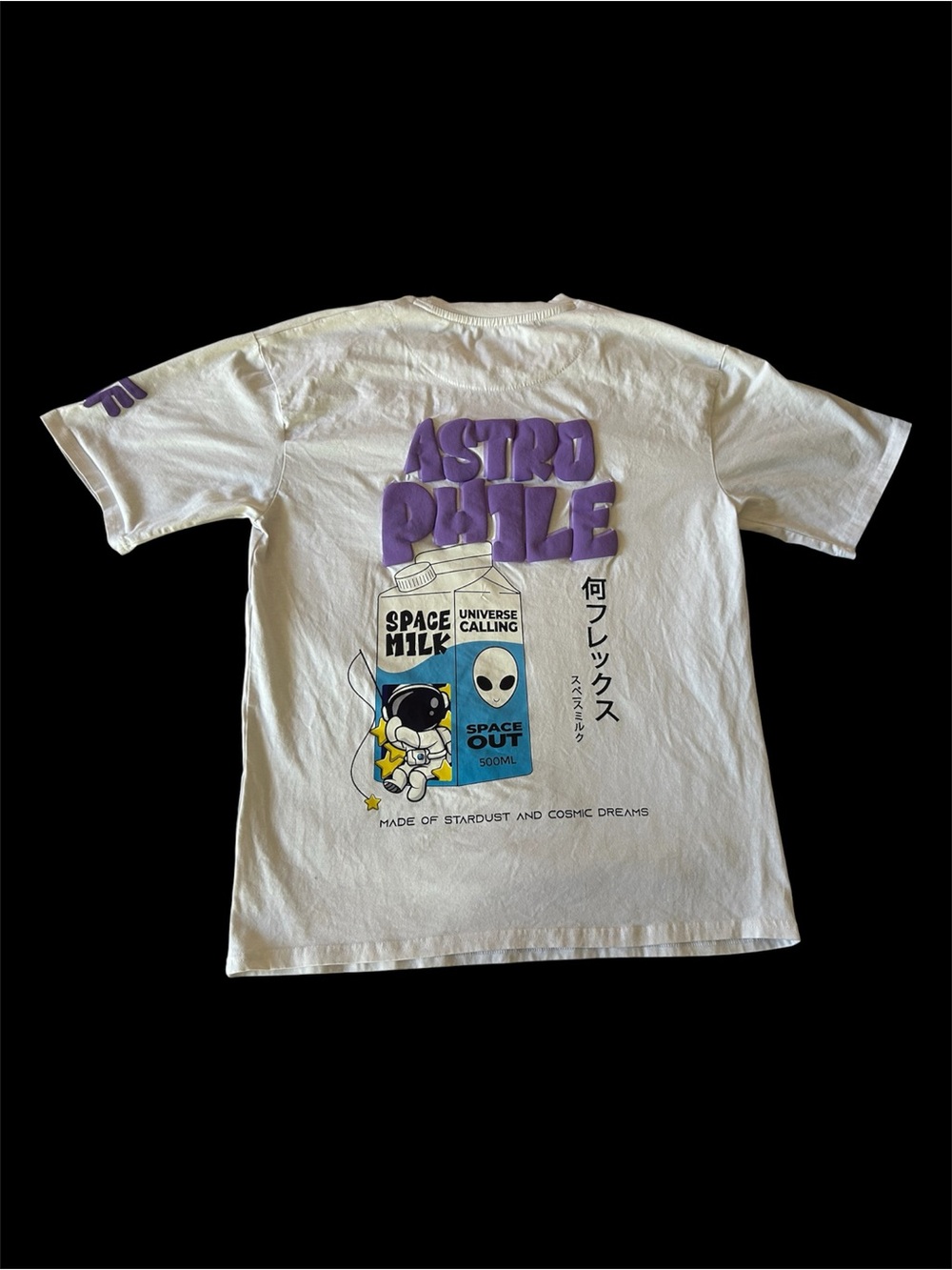 Mens White Graphic Tee with Purple 'Astro Phile' Print